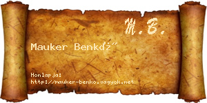 Mauker Benkő névjegykártya